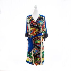 WARM NY - (sold at Barneys) Silk Print Kimono Wrap Dress Sz 2 / S